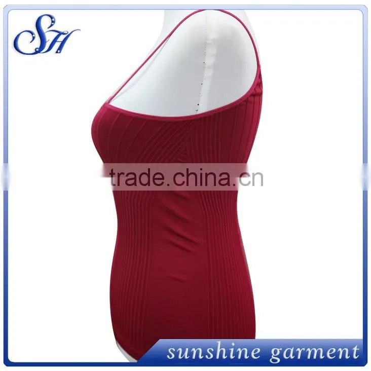 sexy women red spandex spaghetti strap tank top