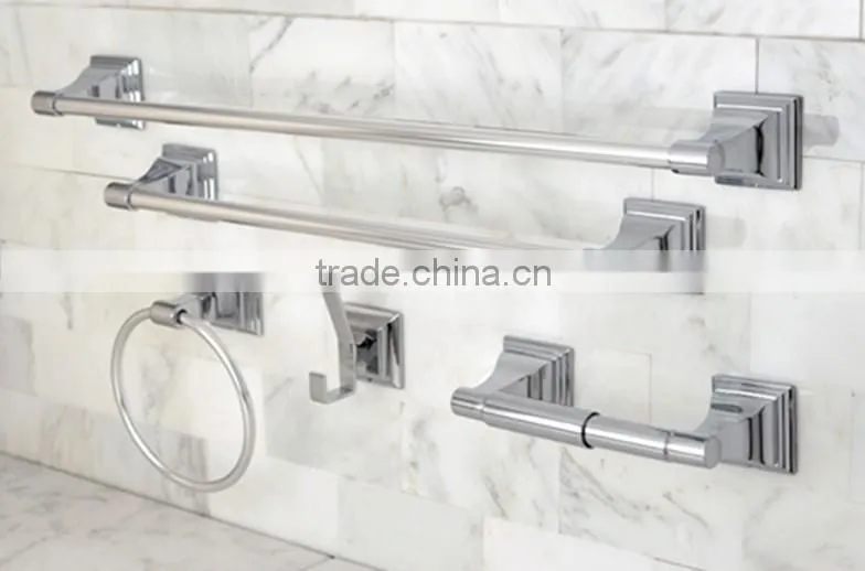 wallmounted square large layered bases 5pcs zinc alloy bathroom accessories set bathroom sanitary accessory