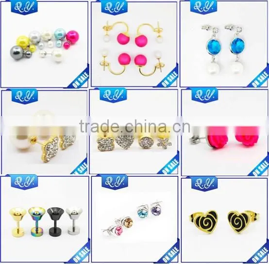 Multi Color for Choice Double Pearl Earrings Double Sided Stud Earrings