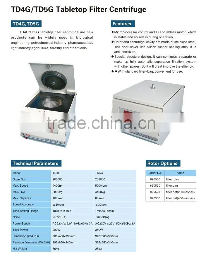 TD5G Tabletop Filter Centrifuge