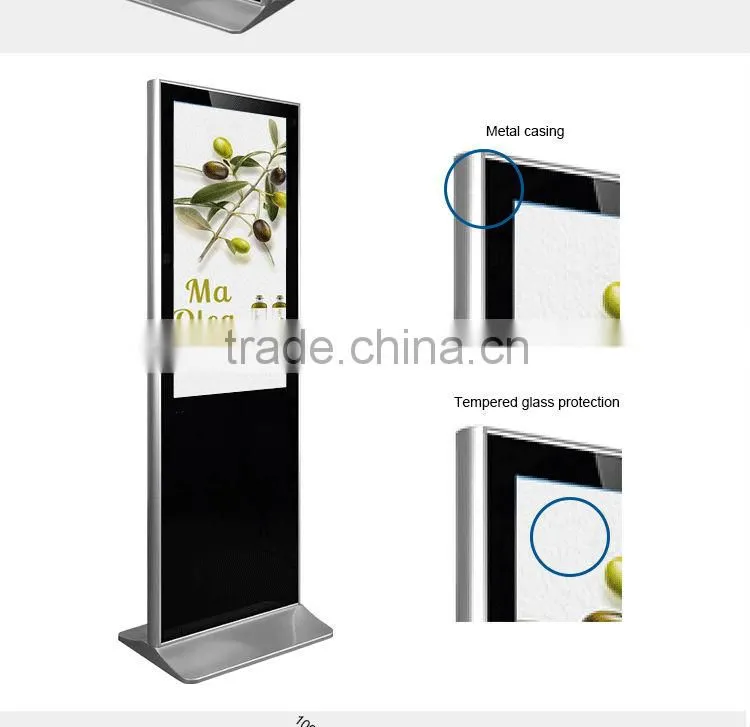 55"indoor LCD TFT AD TV monitor,indoor LED commercial advertising display screen,free standing AD LCD display with usb interface