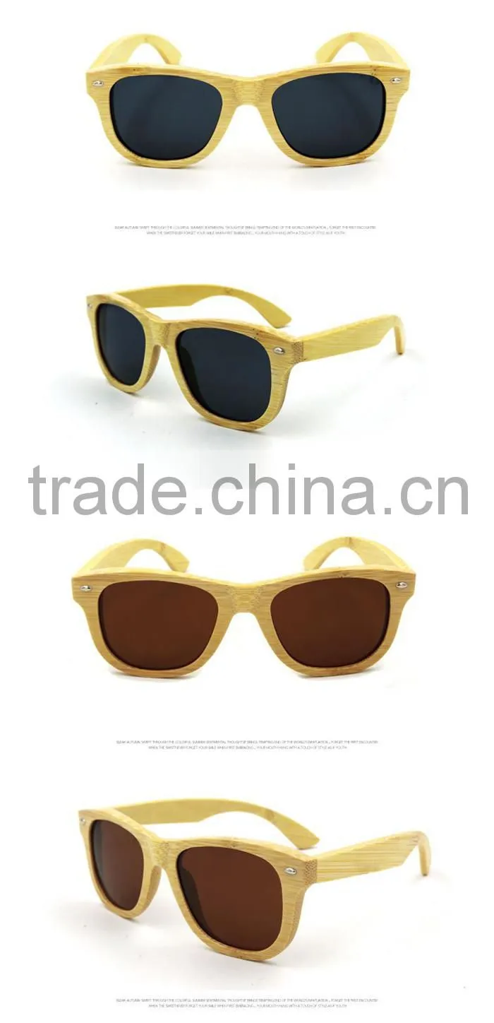new fashion 2016 UV400 mirror color lens custom design bamboo wooden polarized sunglasses sun glass