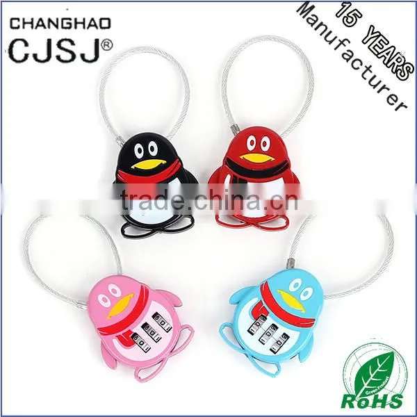 CJSJ Hot Sale Cute QQ Cable Padlock CH-QQ Combination Security Padlock