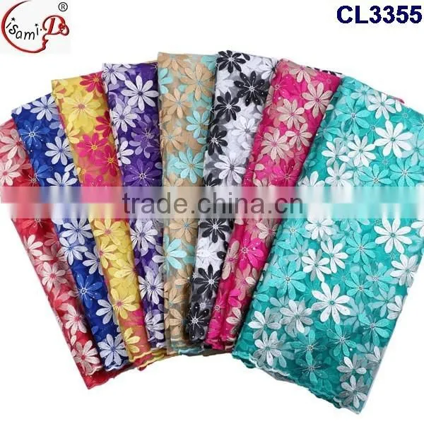 Nice lace CL3355 lovely color fancy french lace tulle lace with beads African french lace for wholesale price for women dress