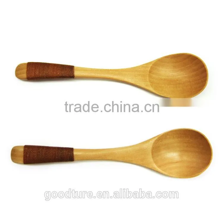 High Quality Wooden Spoon Dining Spoon With Strings Winded On Handle