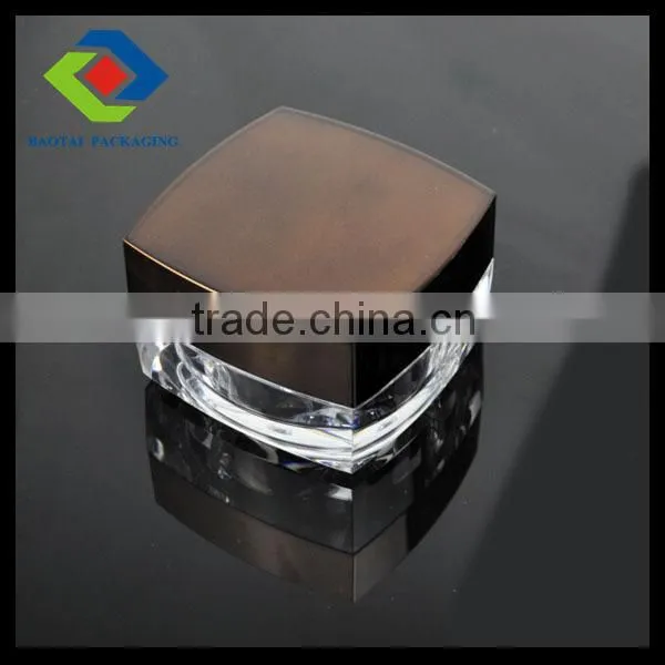 50ml shining brown plastic square cream jar/fashion nail gel jar