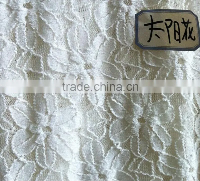 Sun flower nylon chenille lace fabric wholesale