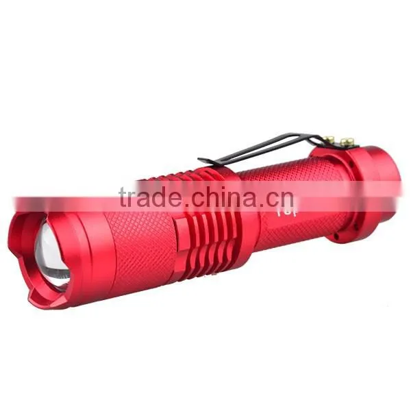 XML T6 LED Zoomable 5 Mode Flashlight Torch Lamp Zoom (Red)