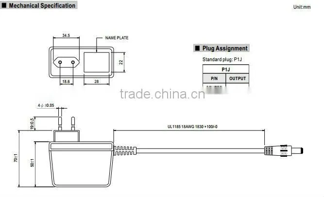 Meanwell 9v 1.66a adaptor/12~15W AC-DC Single Output Wall-mounted type