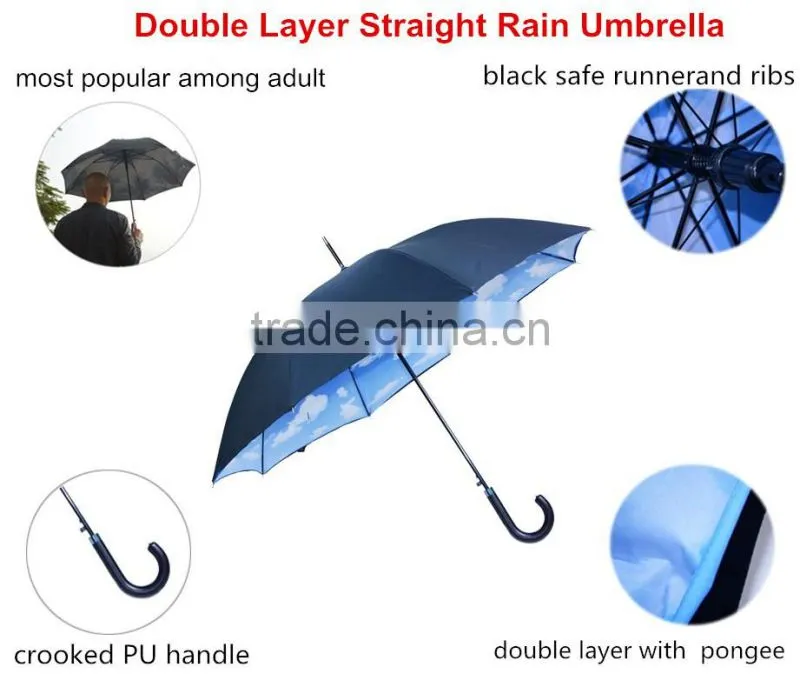 high quality 25 inch fashion design double layer rain umbrella