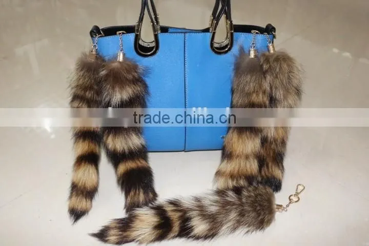 Wholesale Natural Color Fox Tail Fur Keychain / Fox Fur Tail