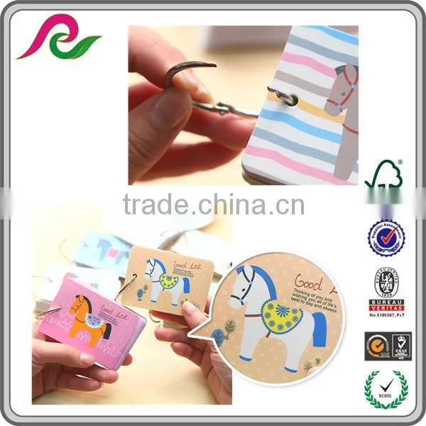 2016 new design custom printed die cut note pads with Iron hoop