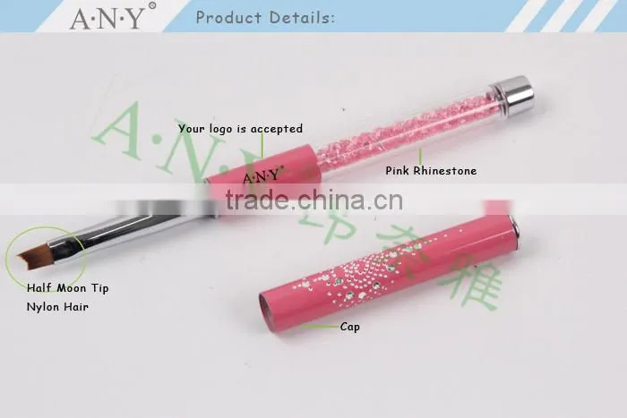 ANY Nail Art Gel Painting Wood Handle Flat Nail Art Gel Brush Nylon Hair
