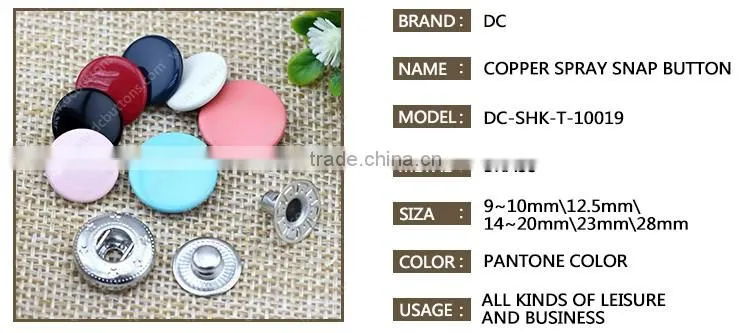 Wholesale Metal Button Customized Copper Spray 4 parts clothes Spring Snap Fastener
