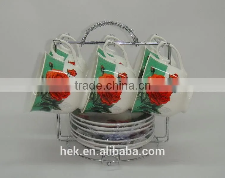 Flower design cup and saucer set