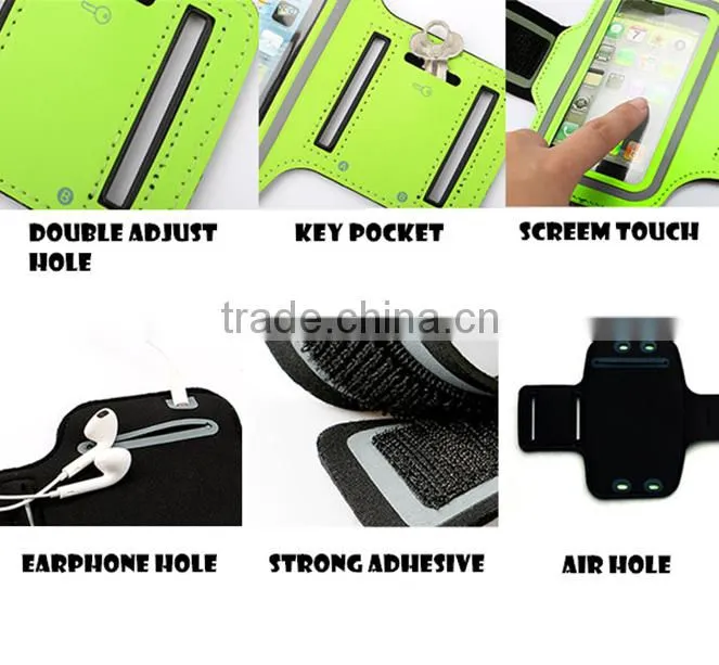 2015 Wholesale custom color high quality PVC sport mobile phone armband case