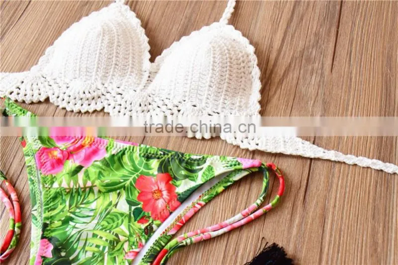 lady summer hand knitted crochet swimwear , hand knitted lady bikini