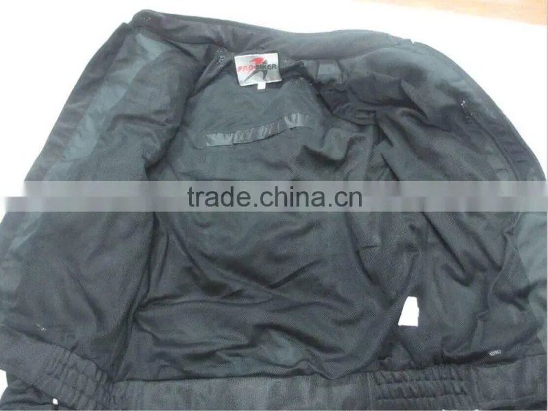 Breathable mesh fabric inside motorcycle jacket