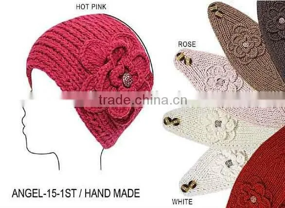 Adjustable Hand Knit Head Wrap Headband