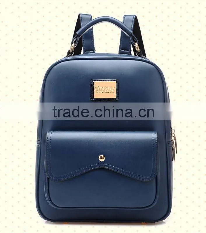 Women Girl Double Leather Shoulder Backpack bag School Bag Satchel Bookbag