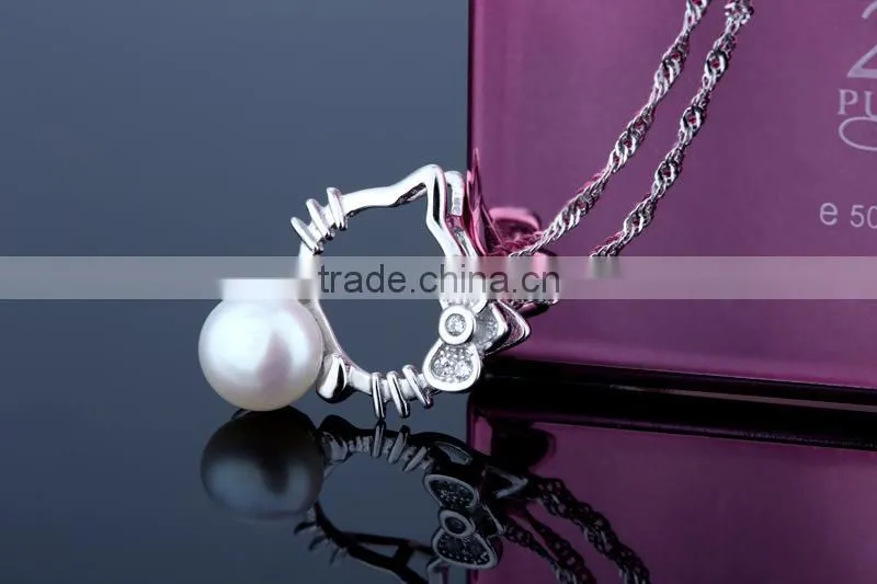 Lovely Cat Shaped Pearl 925 Sterling Silver Jewelry Sets