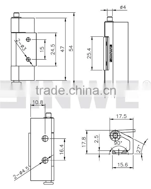 Prominent zinc-alloy metal cabinet hinges