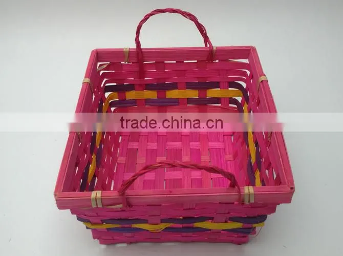 Colorful bamboo storage basket