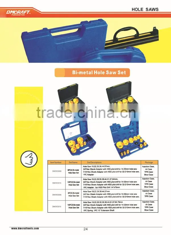 M42 Bi-metal Hole Saw Sets with 8 pcs