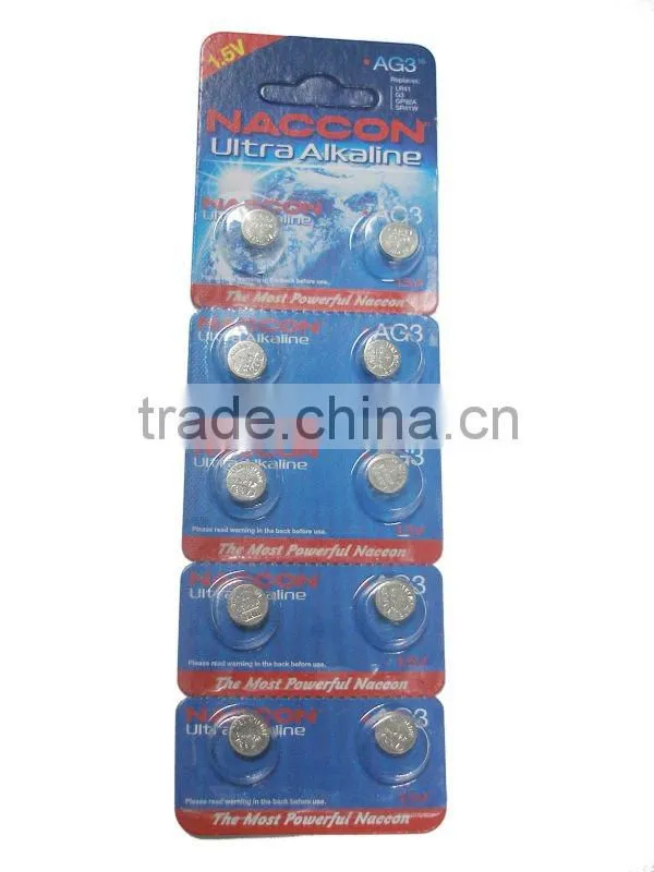 AG3 1.5v 10mAh Alkaline button cell battery ew