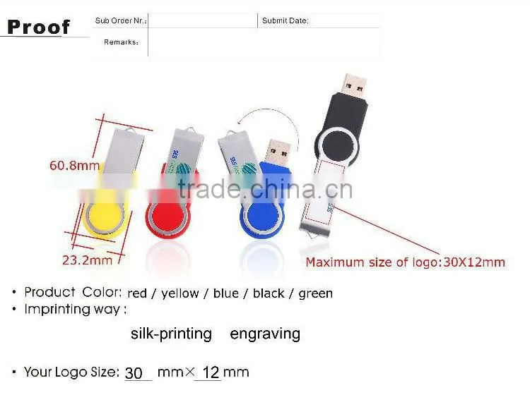 Top quality fashion business Bulk 32gb metal swivel usb flash drive with high speed logo customized