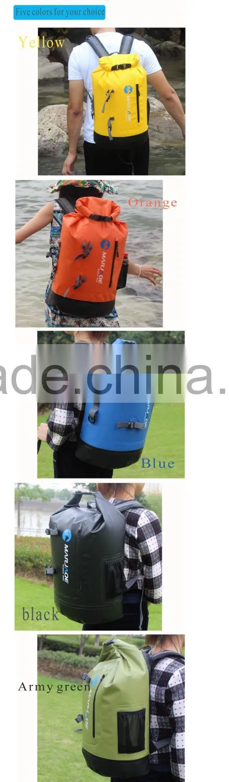 Popular product 2016 PVC tarpaulin waterproof dry bag backpack for outdoor rafting, canyoning, boating