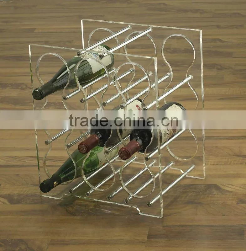 2012 Best Selling Unique Transparent Acrylic Wine Rack HM-S48
