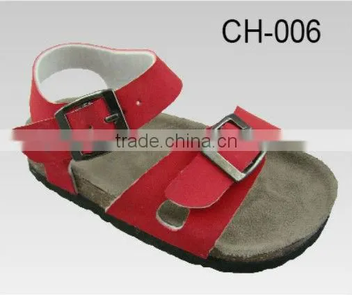 Fancy red kids cork sandals