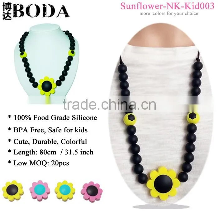 ASNZS EN71 BPA free silicone Beaded baby teething necklace