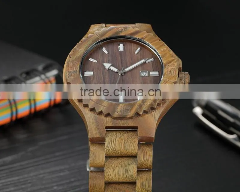 2016 Fashion quartz bamboo wood watch mens wooden watches
