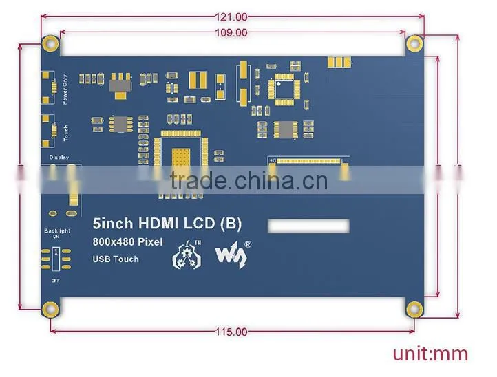 Raspberry Pi 2 LCD Display 5inch 800*480 TFT Resistive Touch Screen HDMI Interface for All Rev of Rapsberry pi 3 A/A+/B/B+/2 B