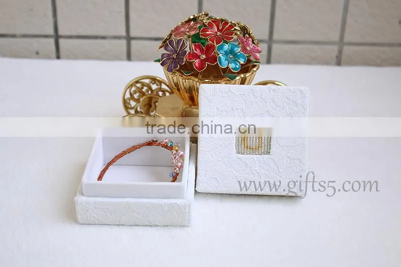 Elegant Wedding jewelry box for sale with beaded name plate of U