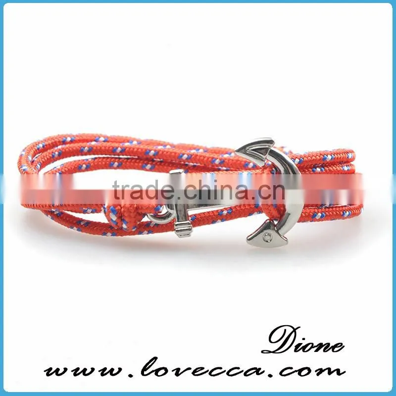 VIRGINSTONE Matt Black Anchor on Nylon Rope Nautical Band Bracelet