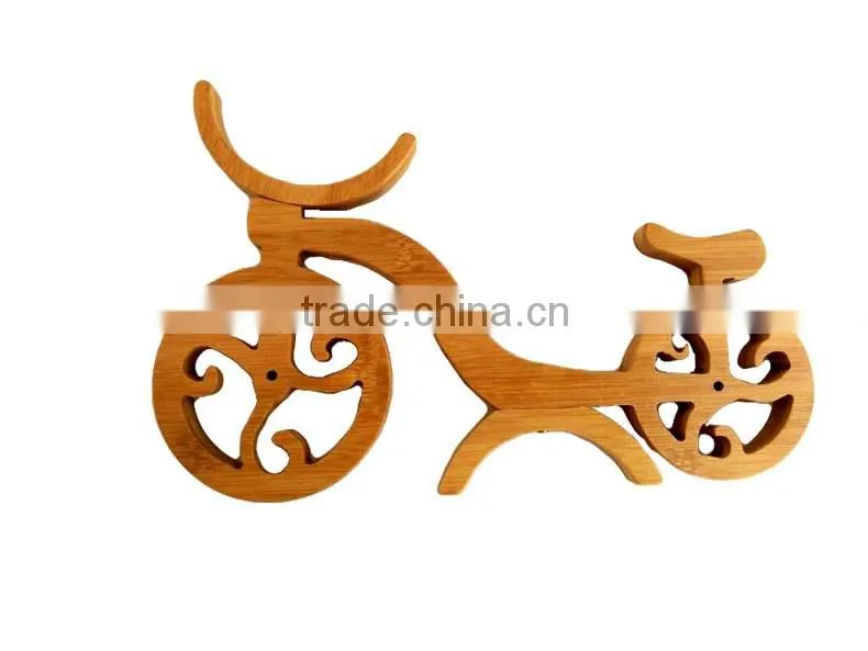 WR012/100% Bamboo Material Hot Sale Bicycle Shaped Bamboo Wine Rack