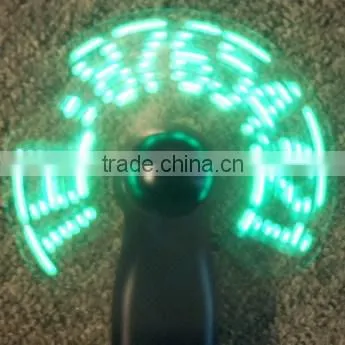 Promotional mini flashing 7 led message usb fan
