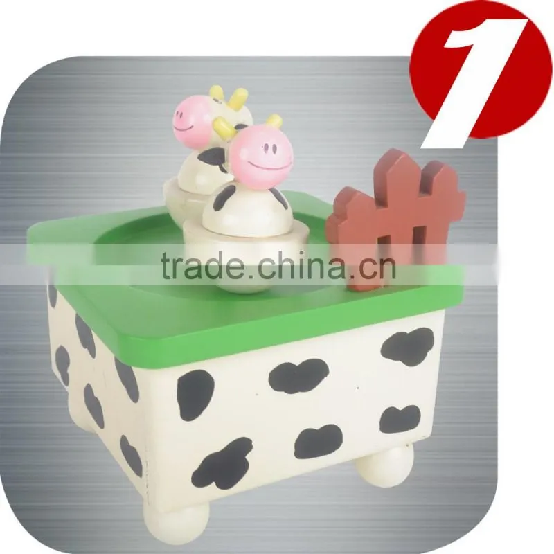 Baby Music Boxes with Cows, Children Wooden Gifts music box