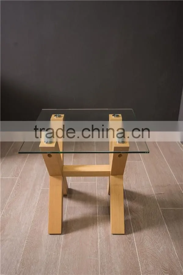 modern wooden coffee table set with 8mm tempered glass