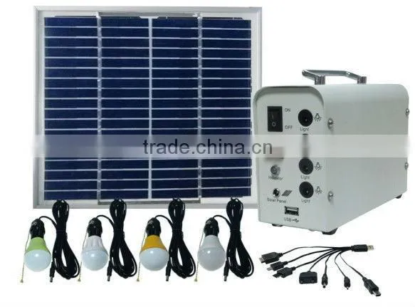 10W solar energy system with led lamps and USB port/solar led bulb