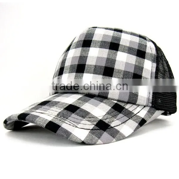 checked printed fashion trucker cap mesh cap