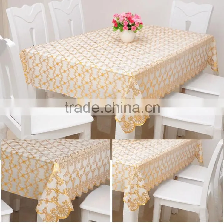 gold stamping printed PVC table cloth / PVC vinyl table cloth