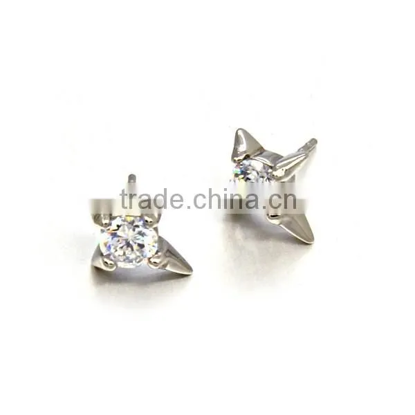 Hot Selling Stainless Steel Silver Diamond Shiny Earring Unisex Jewelry
