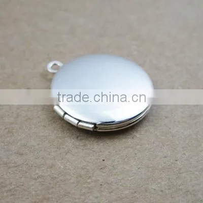 20mm silver plated brass round blank photo locket pendant charm DIY jewelry supplies 1112005
