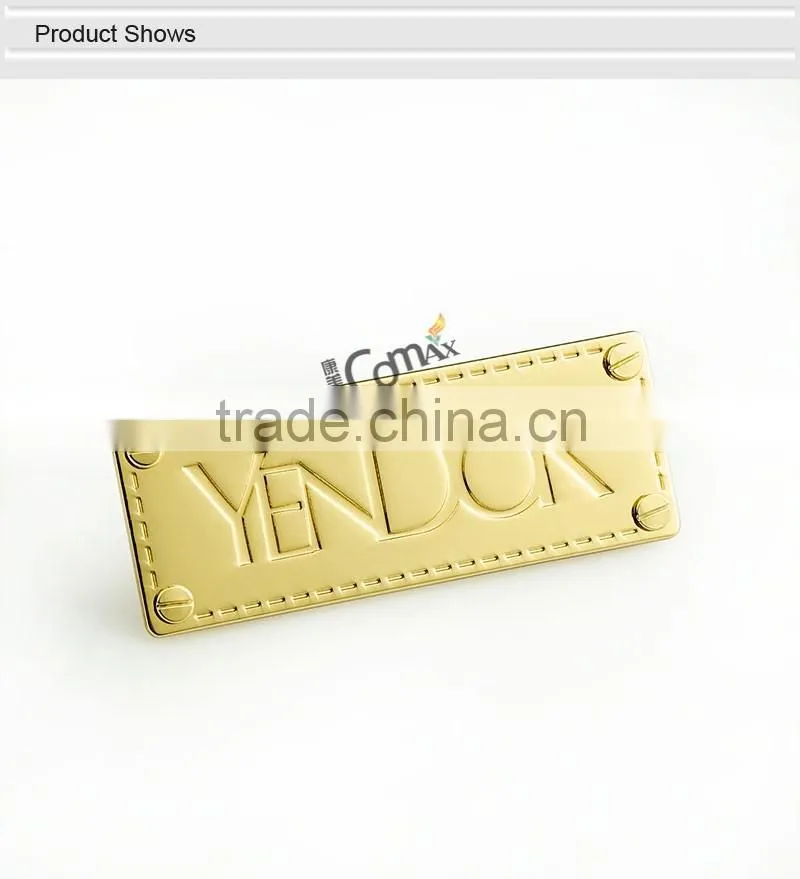 Custom engraved metal logo plate for handbag