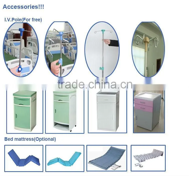 OEM two functions manual hospital bed with dining board hospital beds electrical hospital bed