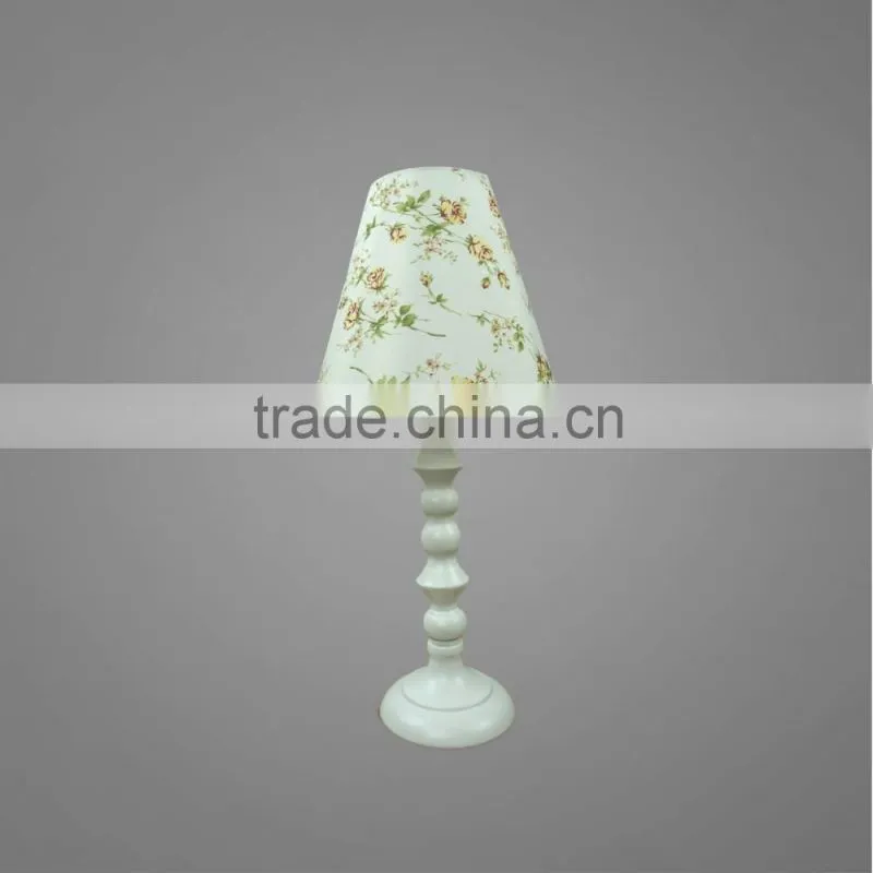 Metal Base And Body In White Powder Coating With Printing PP Lampshade Mini Table Lamp Bedside Table Light